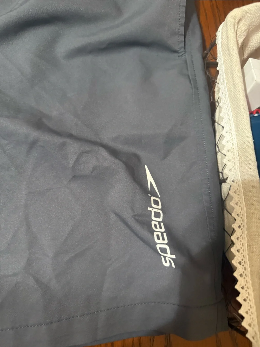 Speedo Gray/Black Swim Shorts with Drawstring